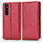 Funda de Cuero Cartera con Soporte Carcasa C03X para Sony Xperia 1 III Rojo