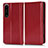 Funda de Cuero Cartera con Soporte Carcasa C03X para Sony Xperia 1 IV SO-51C Rojo