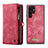 Funda de Cuero Cartera con Soporte Carcasa C04S para Samsung Galaxy S21 Ultra 5G Rojo