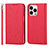 Funda de Cuero Cartera con Soporte Carcasa D01T para Apple iPhone 13 Pro Max Rojo