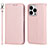 Funda de Cuero Cartera con Soporte Carcasa D01T para Apple iPhone 13 Pro Max Rosa