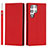 Funda de Cuero Cartera con Soporte Carcasa D01T para Samsung Galaxy S21 Ultra 5G Rojo