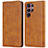 Funda de Cuero Cartera con Soporte Carcasa D03T para Samsung Galaxy S23 Ultra 5G Marron Claro