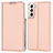 Funda de Cuero Cartera con Soporte Carcasa D05T para Samsung Galaxy S21 Plus 5G Oro Rosa