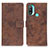 Funda de Cuero Cartera con Soporte Carcasa D05Y para Motorola Moto E20 Marron