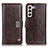 Funda de Cuero Cartera con Soporte Carcasa D06Y para Samsung Galaxy S21 5G Marron