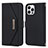 Funda de Cuero Cartera con Soporte Carcasa D07T para Apple iPhone 14 Pro Max Negro