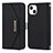 Funda de Cuero Cartera con Soporte Carcasa D07T para Apple iPhone 15 Negro