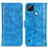 Funda de Cuero Cartera con Soporte Carcasa D07Y para Realme C21 Azul Cielo