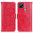 Funda de Cuero Cartera con Soporte Carcasa D07Y para Realme C21 Rojo