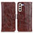 Funda de Cuero Cartera con Soporte Carcasa D07Y para Samsung Galaxy S21 5G Marron