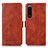 Funda de Cuero Cartera con Soporte Carcasa D08Y para Sony Xperia 5 III SO-53B Marron