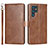 Funda de Cuero Cartera con Soporte Carcasa D09T para Samsung Galaxy S21 Ultra 5G Marron