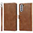 Funda de Cuero Cartera con Soporte Carcasa D10T para Samsung Galaxy S21 FE 5G Marron