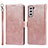 Funda de Cuero Cartera con Soporte Carcasa D10T para Samsung Galaxy S21 FE 5G Oro Rosa