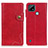 Funda de Cuero Cartera con Soporte Carcasa D10Y para Realme C21 Rojo