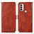 Funda de Cuero Cartera con Soporte Carcasa D11Y para Motorola Moto E20 Marron