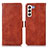 Funda de Cuero Cartera con Soporte Carcasa D11Y para Samsung Galaxy S21 Plus 5G Marron