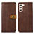 Funda de Cuero Cartera con Soporte Carcasa D14T para Samsung Galaxy S21 Plus 5G Marron