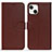 Funda de Cuero Cartera con Soporte Carcasa DL1 para Apple iPhone 15 Marron