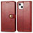 Funda de Cuero Cartera con Soporte Carcasa F01 para Apple iPhone 13 Mini Rojo