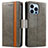 Funda de Cuero Cartera con Soporte Carcasa F03 para Apple iPhone 13 Pro Max Gris