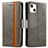 Funda de Cuero Cartera con Soporte Carcasa F03 para Apple iPhone 14 Gris