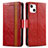 Funda de Cuero Cartera con Soporte Carcasa F03 para Apple iPhone 15 Plus Rojo