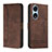 Funda de Cuero Cartera con Soporte Carcasa H01X para Huawei Honor X5 Plus Marron