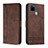 Funda de Cuero Cartera con Soporte Carcasa H01X para Realme C21Y Marron