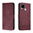 Funda de Cuero Cartera con Soporte Carcasa H01X para Realme C25 Rojo