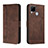 Funda de Cuero Cartera con Soporte Carcasa H01X para Realme C25S Marron