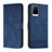 Funda de Cuero Cartera con Soporte Carcasa H01X para Vivo Y21a Azul