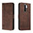 Funda de Cuero Cartera con Soporte Carcasa H01X para Xiaomi Redmi 9 Prime India Marron