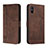 Funda de Cuero Cartera con Soporte Carcasa H01X para Xiaomi Redmi 9i Marron