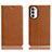 Funda de Cuero Cartera con Soporte Carcasa H02P para Motorola Moto Edge (2022) 5G Marron Claro