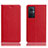 Funda de Cuero Cartera con Soporte Carcasa H02P para Oppo A96 5G Rojo