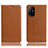 Funda de Cuero Cartera con Soporte Carcasa H02P para Oppo F19 Pro+ Plus 5G Marron Claro