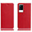 Funda de Cuero Cartera con Soporte Carcasa H02P para Vivo iQOO 8 5G Rojo