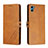 Funda de Cuero Cartera con Soporte Carcasa H02X para Motorola Moto E22S Marron Claro