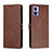 Funda de Cuero Cartera con Soporte Carcasa H02X para Motorola Moto Edge 30 Lite 5G Marron