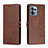 Funda de Cuero Cartera con Soporte Carcasa H02X para Motorola Moto Edge Plus (2023) 5G Marron