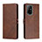 Funda de Cuero Cartera con Soporte Carcasa H02X para Oppo A95 5G Marron