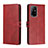 Funda de Cuero Cartera con Soporte Carcasa H02X para Oppo Reno5 Z 5G Rojo