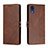 Funda de Cuero Cartera con Soporte Carcasa H02X para Samsung Galaxy A03 Core Marron