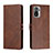 Funda de Cuero Cartera con Soporte Carcasa H02X para Xiaomi Poco M5S Marron