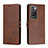 Funda de Cuero Cartera con Soporte Carcasa H02X para Xiaomi Redmi 10 (2022) Marron