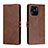 Funda de Cuero Cartera con Soporte Carcasa H02X para Xiaomi Redmi 10 Power Marron