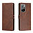 Funda de Cuero Cartera con Soporte Carcasa H02X para Xiaomi Redmi Note 11 5G Marron