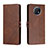 Funda de Cuero Cartera con Soporte Carcasa H02X para Xiaomi Redmi Note 9 5G Marron